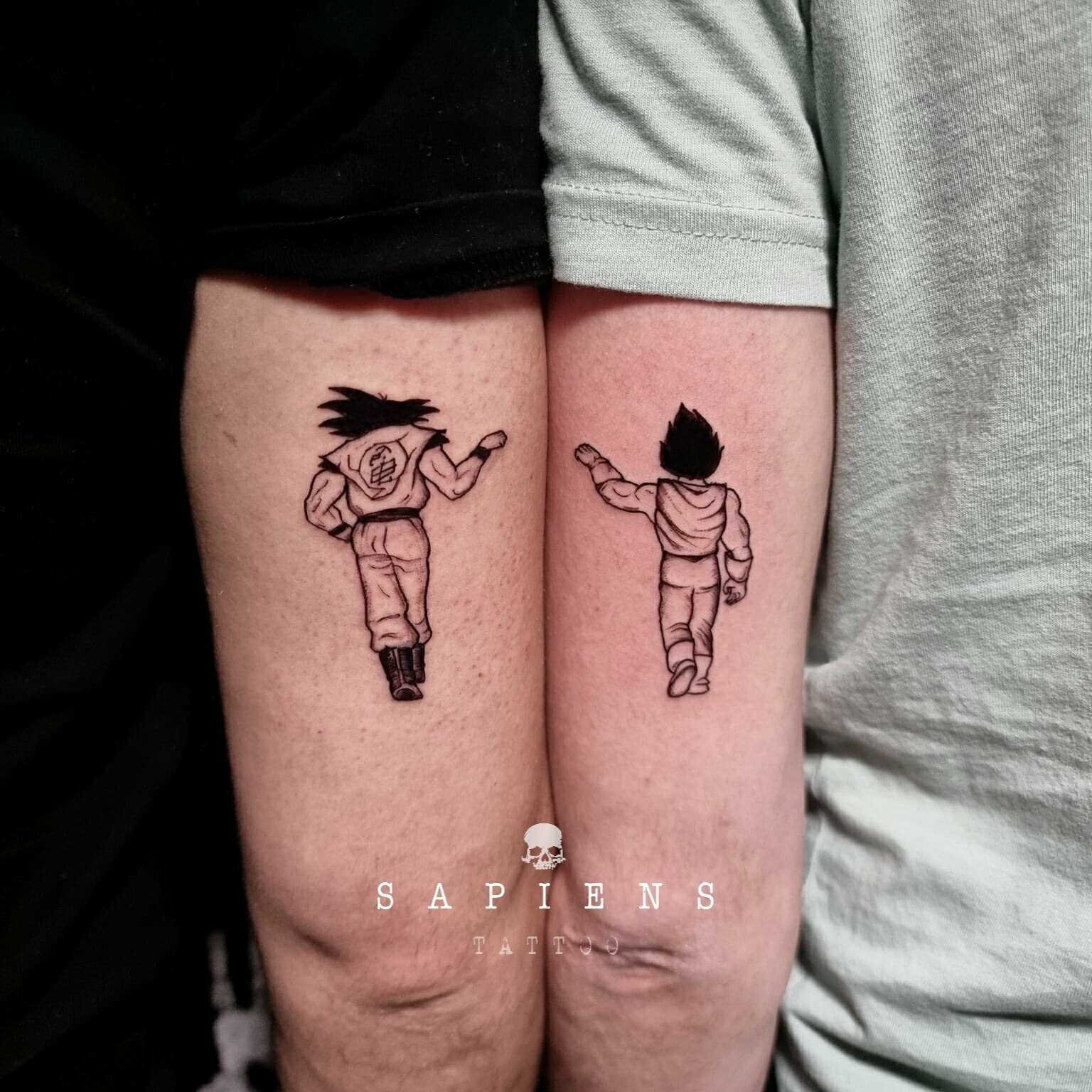 match tattoo pentru barbati inspirat din desnele animate goku