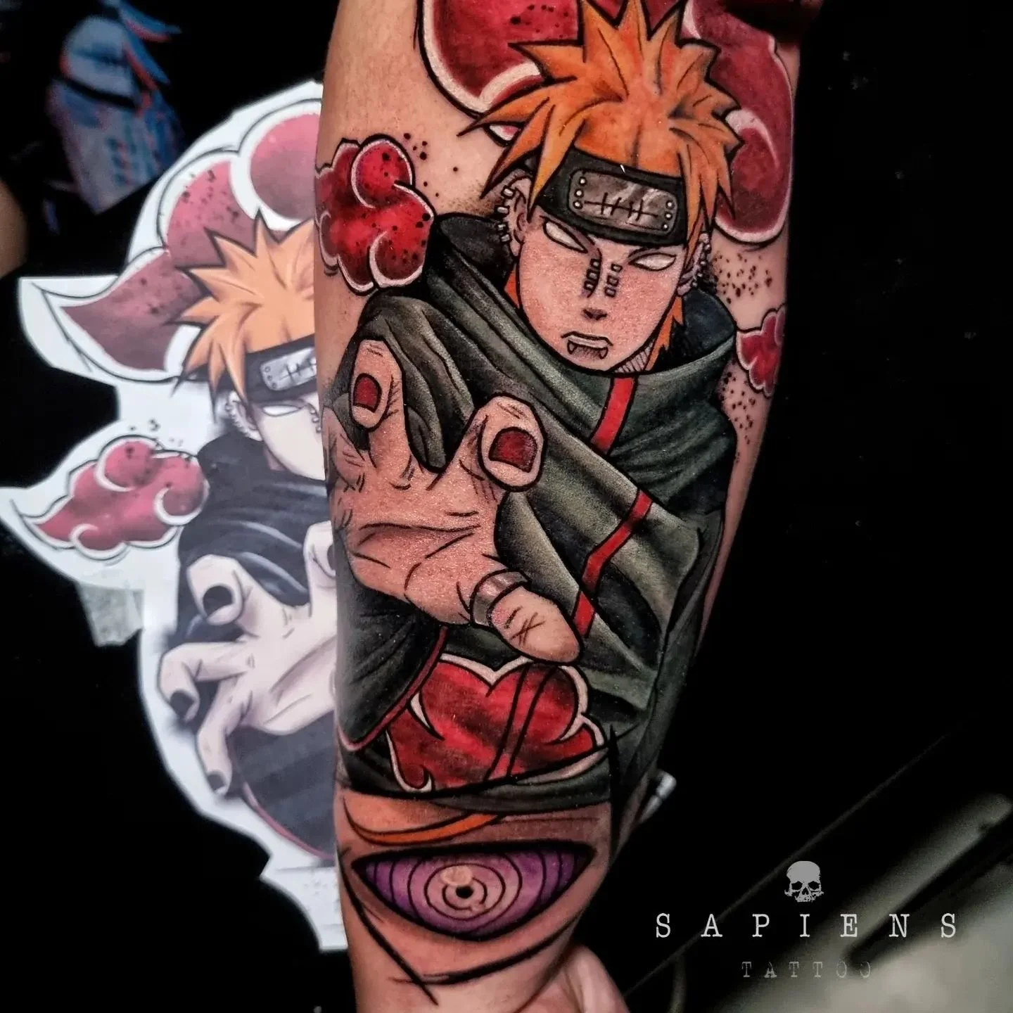 tatuaj color cu naruto pe antebrat exteterior