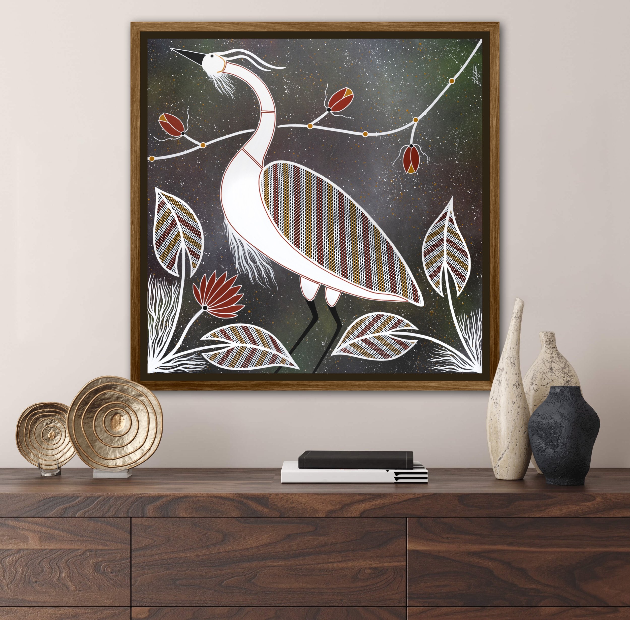 Buy First Nations Contemporary Rarrk Indigenous Art Crane Calling