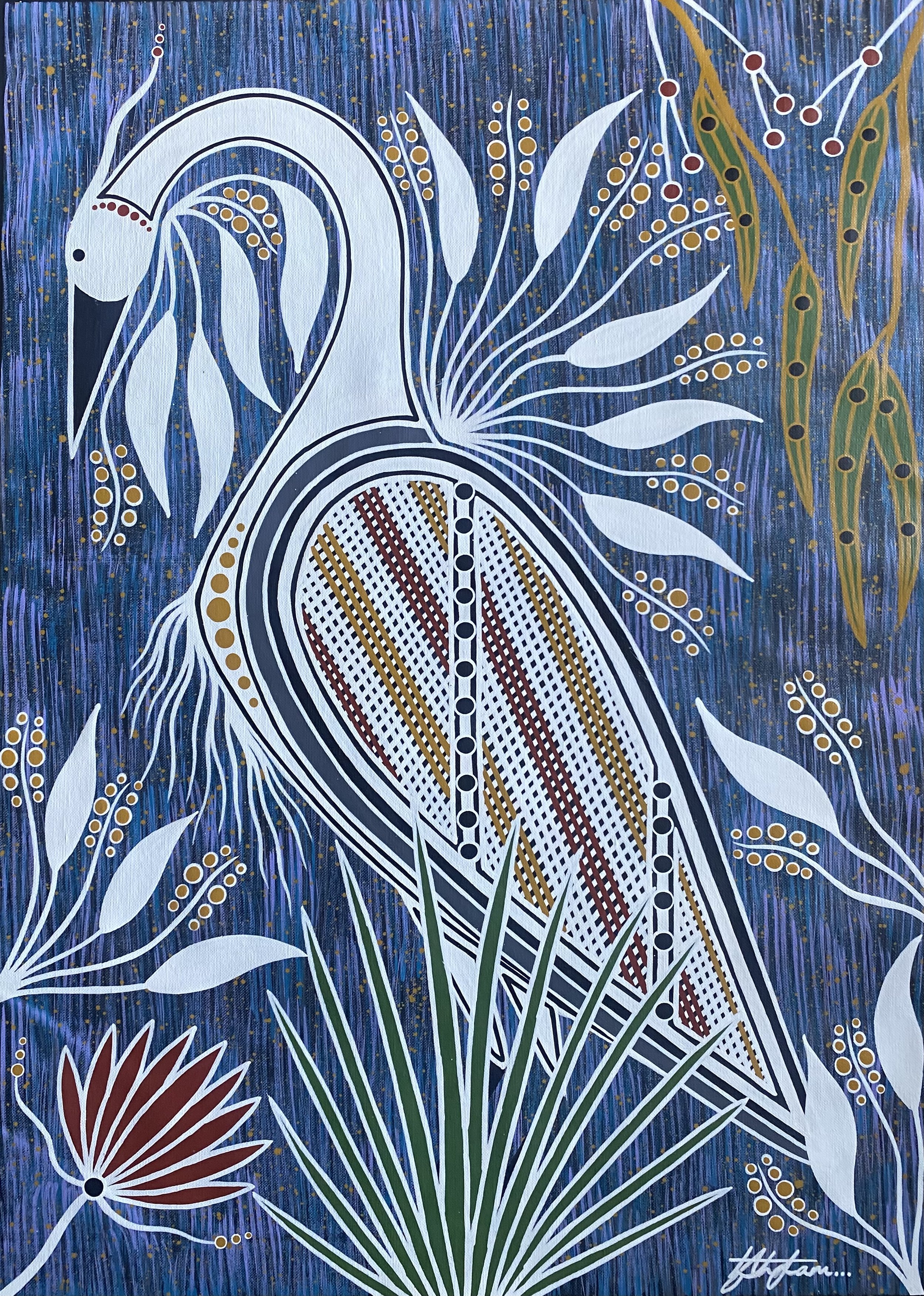 Buy First Nations Contemporary Rarrk Indigenous Art Crane Reign
