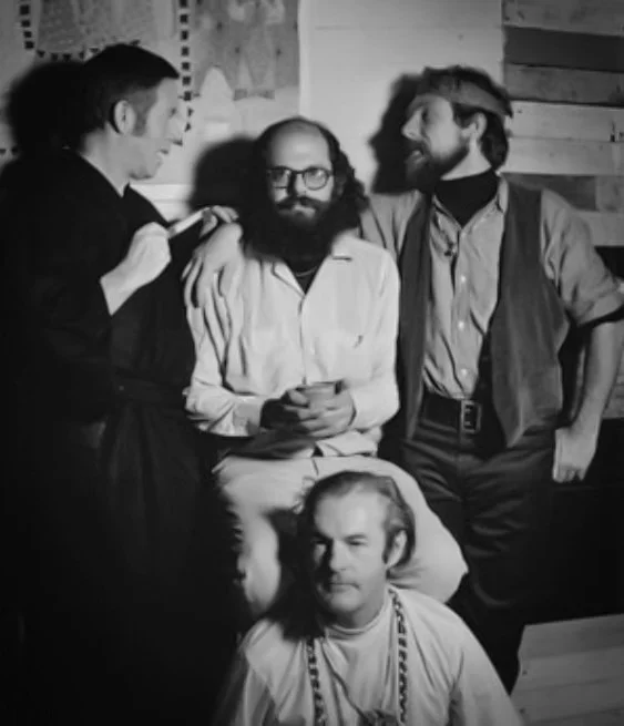   Schoolin’ around– (L to R) Alan Watts, Allen Ginsberg, Timothy Leary, and Gary Snyder at the    Houseboat Summit    in 1967  
