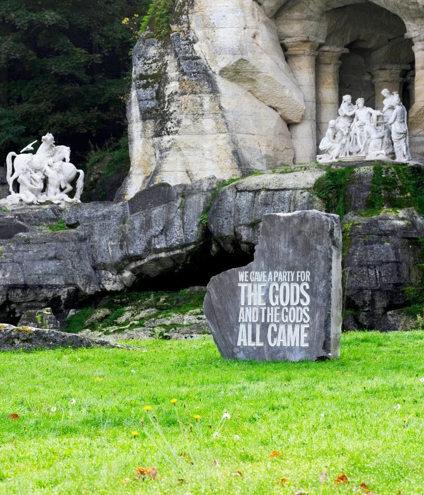     John Giorno       ‘We Gave a Party for the Gods’      in the gardens at Chateau de Versailles   