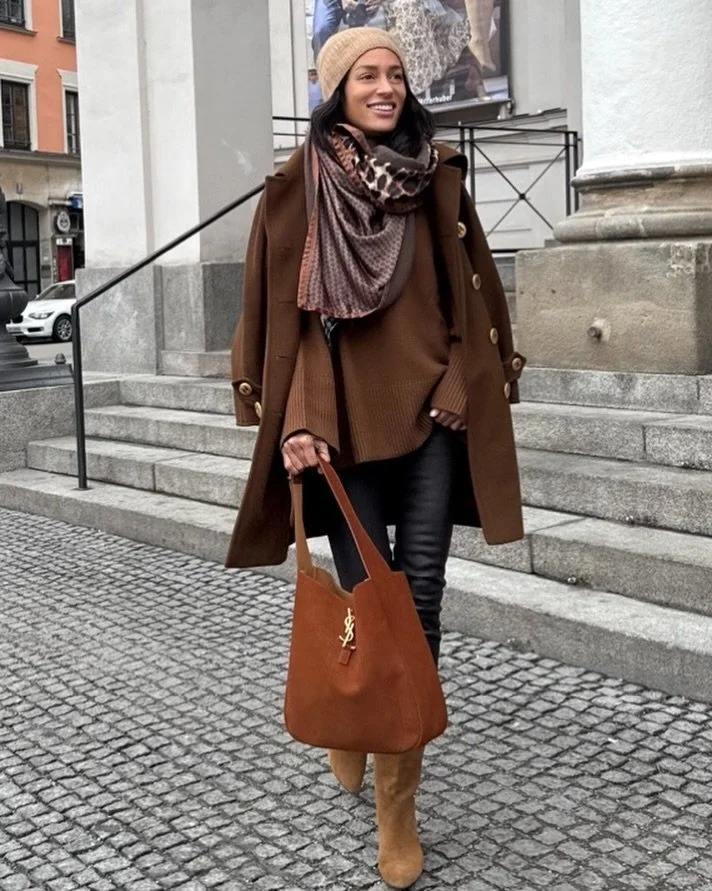 #streetstyle #fashionable #brown #scarf #ebonyandivoryscarfs