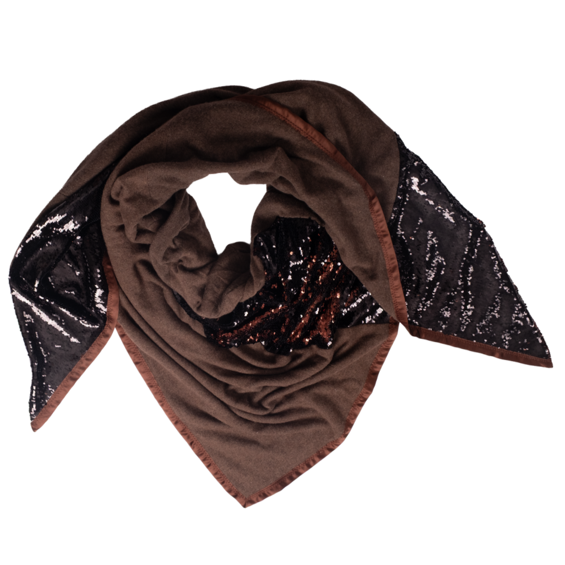 Trianglescarf Paillette Chocolat Brown
