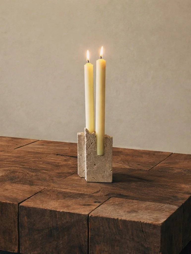 Travertine Candle Holder