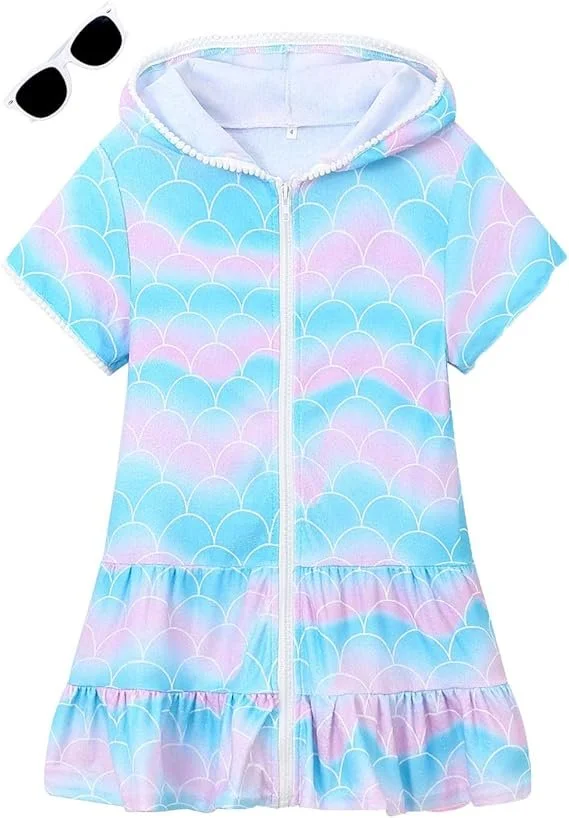 The most convenient way of drying your little one off after a swim. Emory loves her "towel dress"