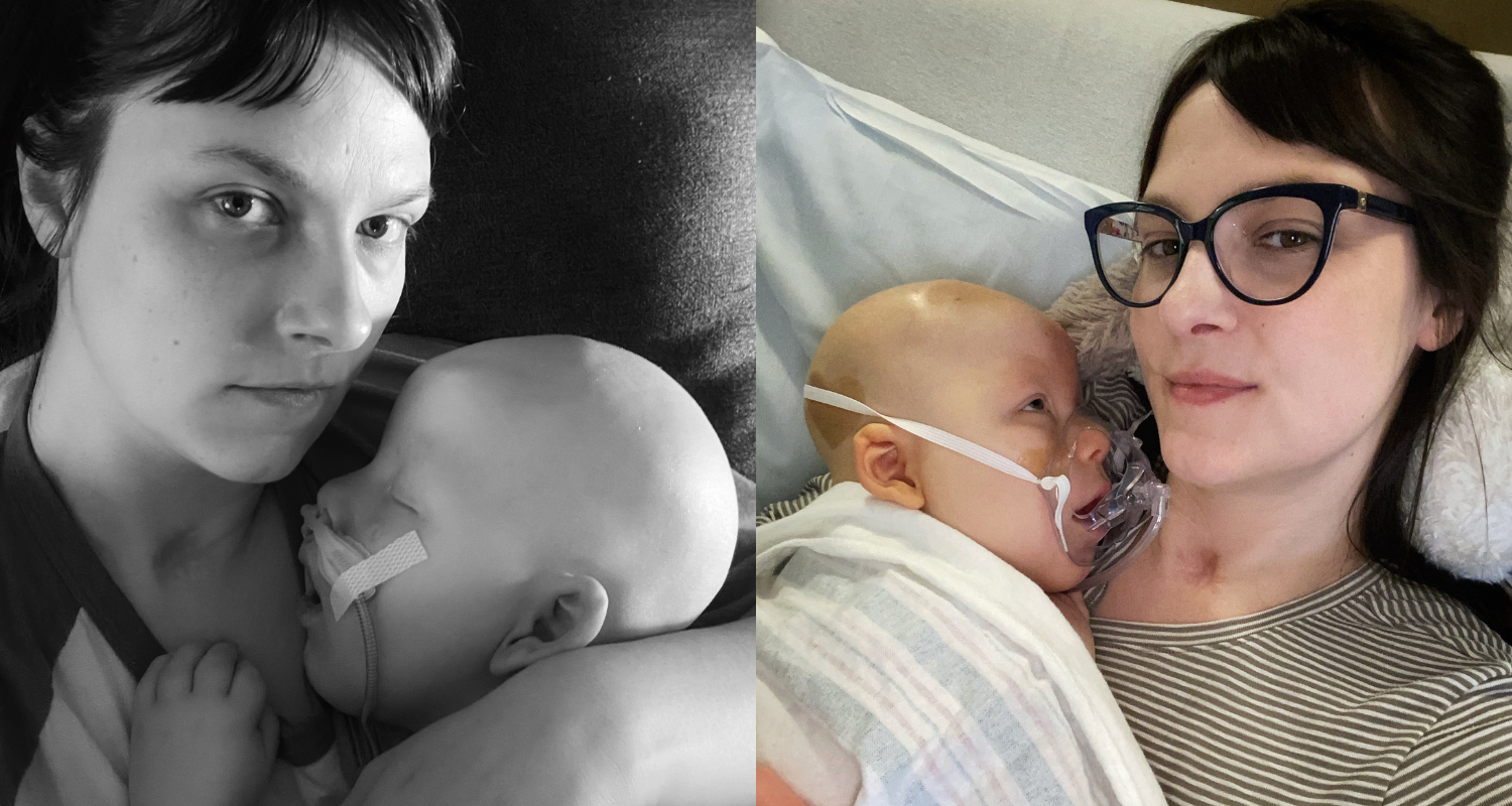 Two distinctly different pictures of Erica Stearns to convey what advocacy used to feel like versus how it feels now.