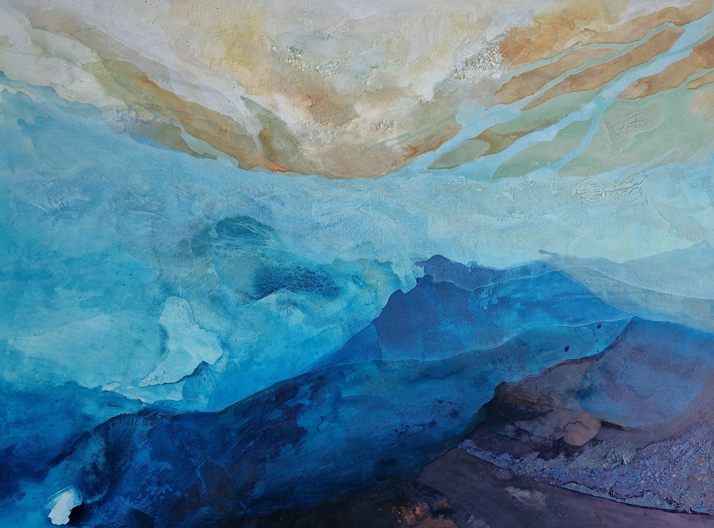 Abstract mixed media art titled Coastal Colours 2, from Artstudio Aparna artist Aparna Chakravarty's Coastal Colours series.