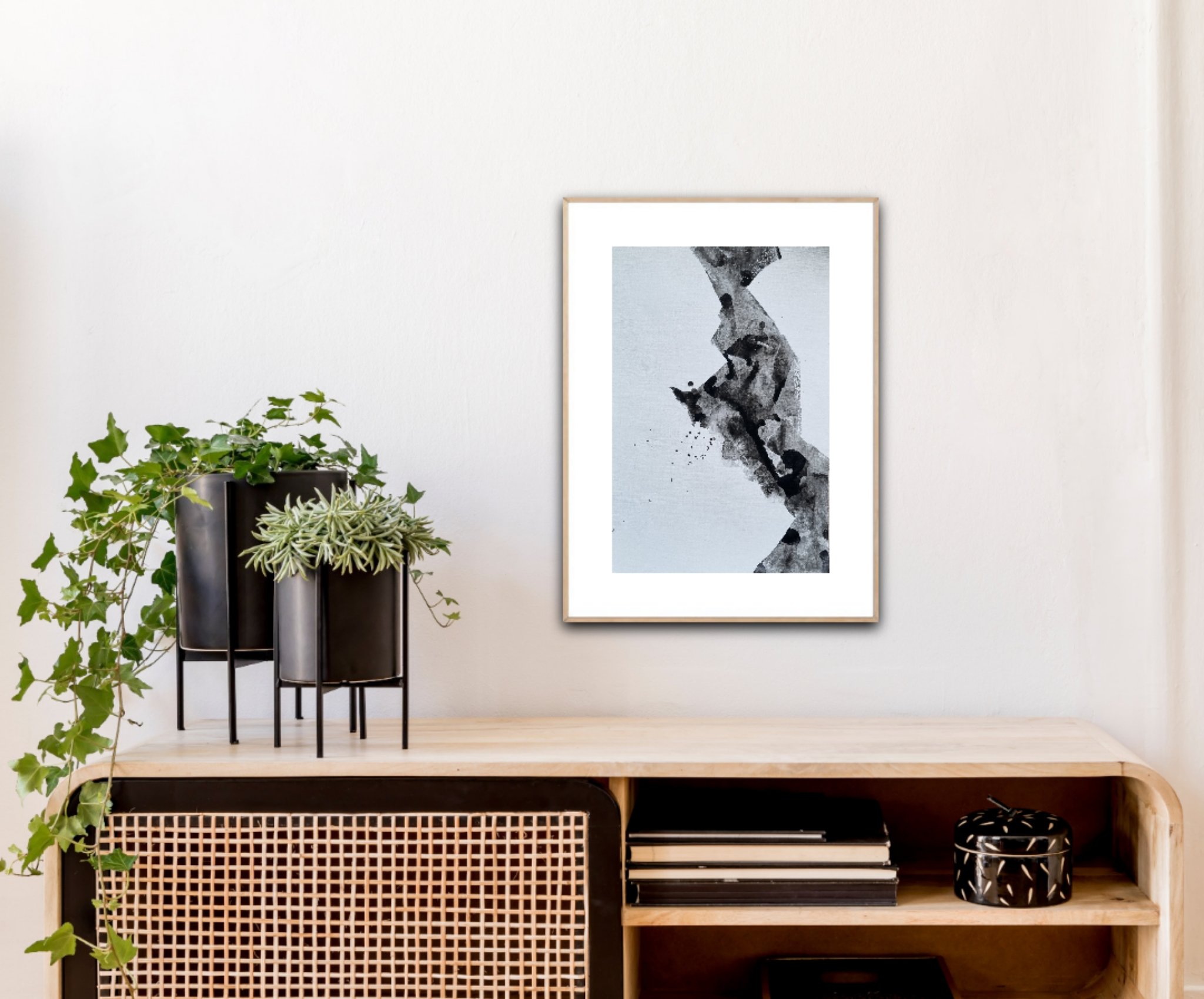 Experiments in Monochrome 1 is an abstract artwork with Chinese ink and acrylic colour on 400 gsm paper