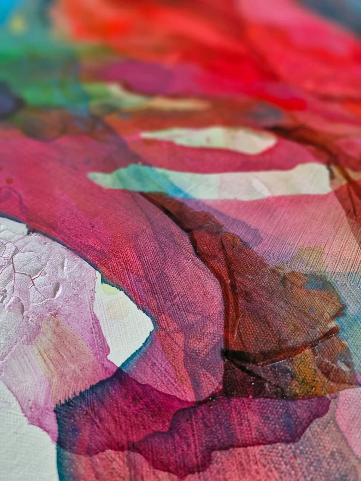 Confluence 1 is an abstract painting exploring the merging of a myriad of colours along with textures