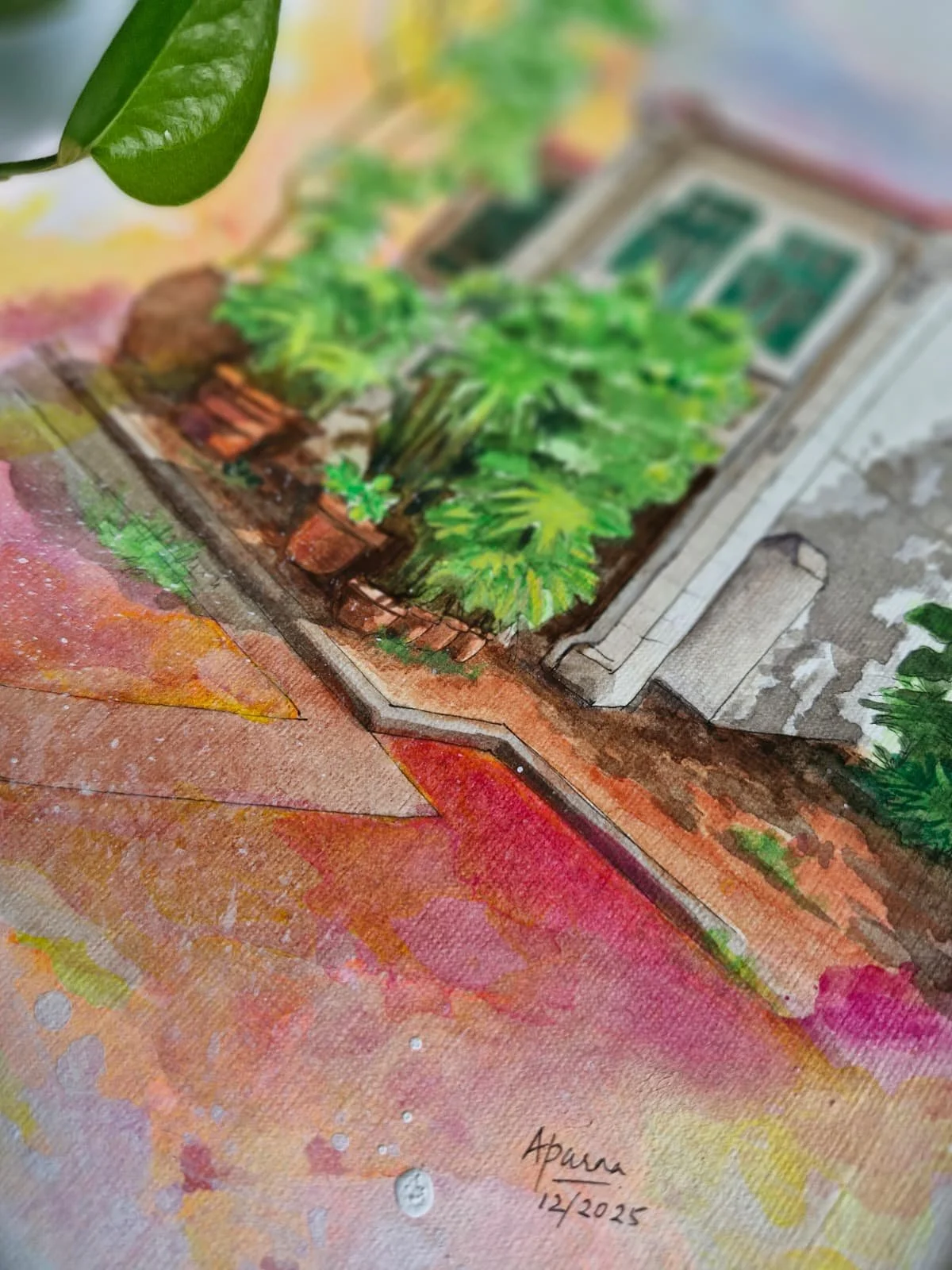 artstudioaparna-figurative-art-Shophouse on Duxton Hill 1. Singapore streets and shophouses.