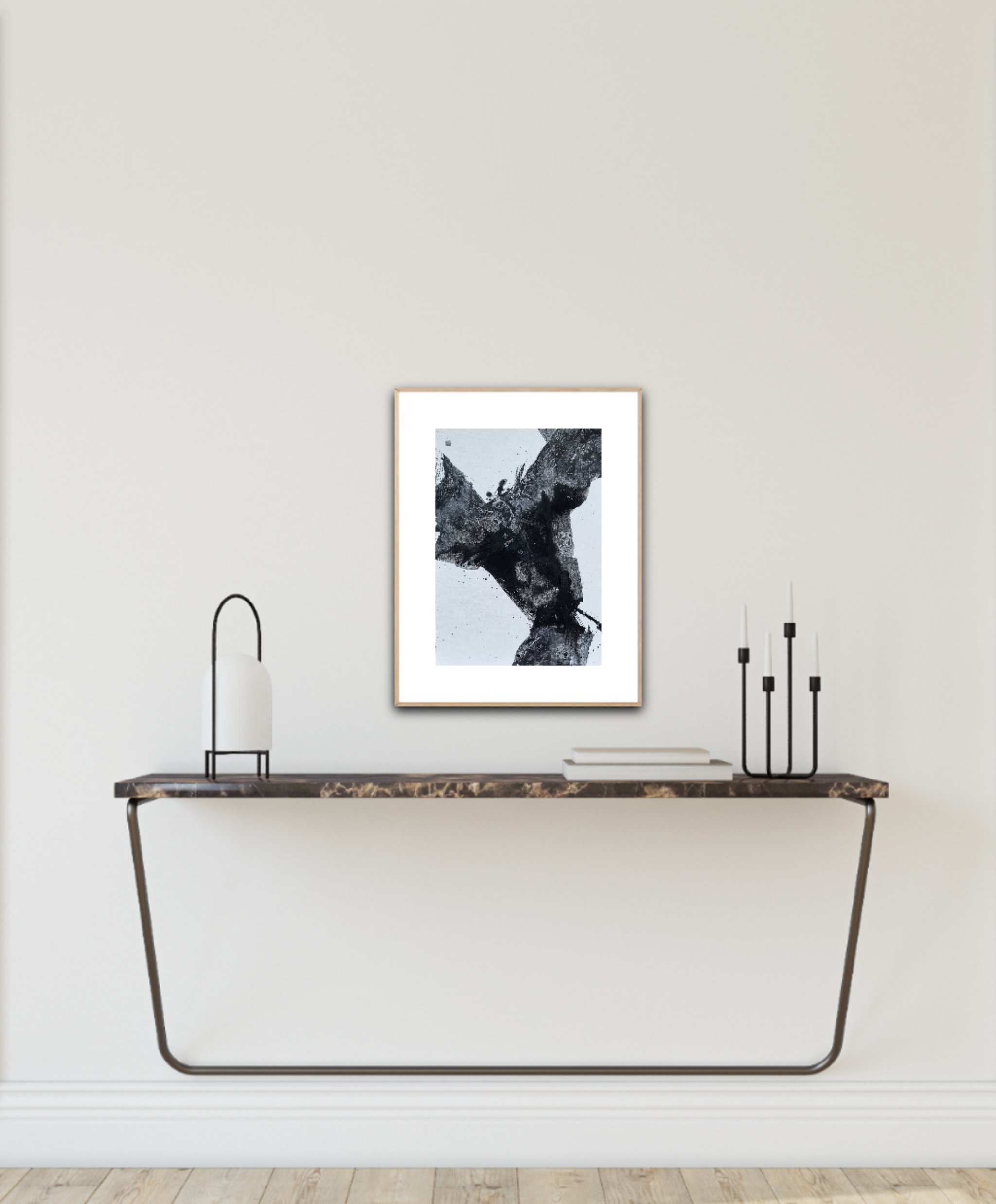 Experiments in Monochrome 6 is an abstract artwork with Chinese ink and acrylic colour on 400 gsm paper