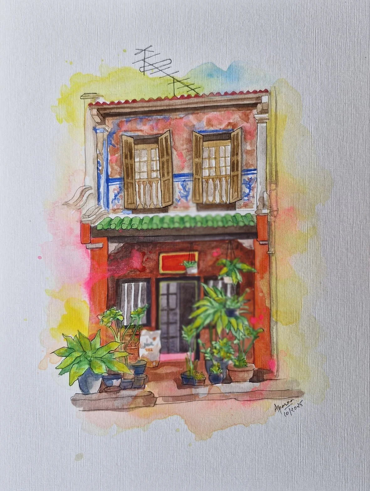 artstudioaparna figurative art Shophouse at Spottiswoode Park Road, Singapore 1. Singapore streets, heritage, history and shophouses.