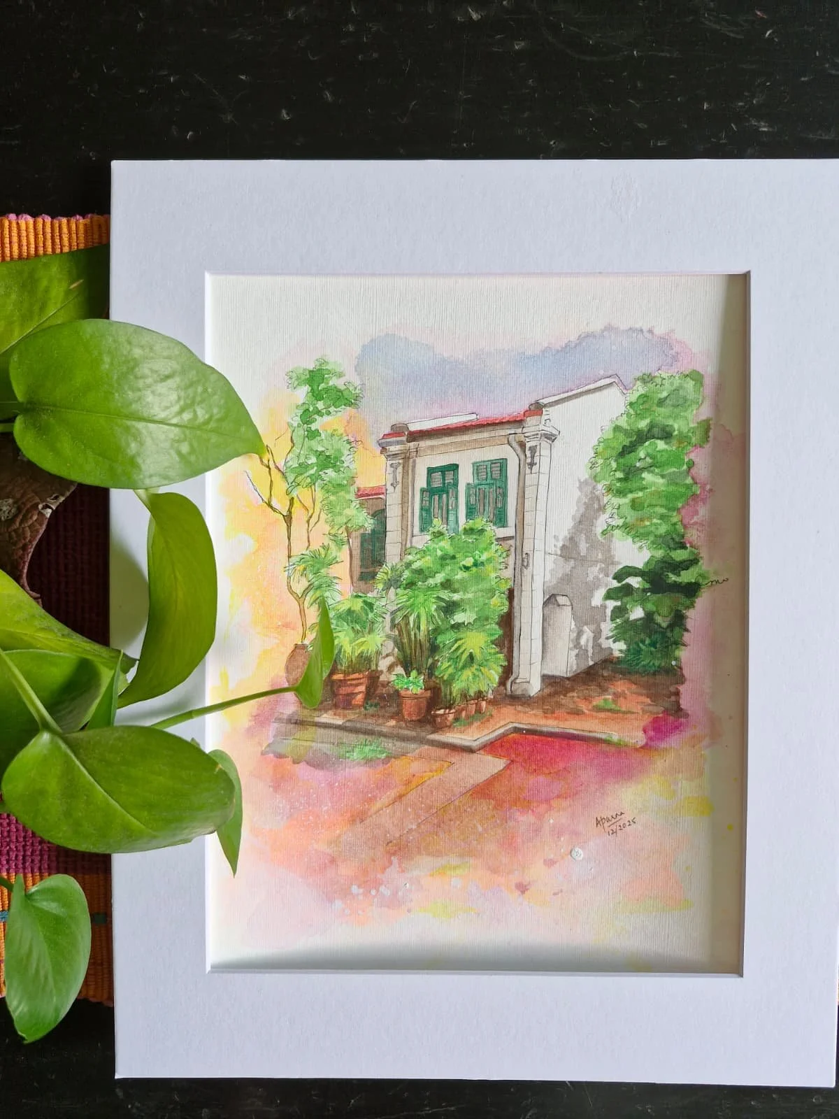 artstudioaparna-figurative-art-Shophouse on Duxton Hill 1. Singapore streets and shophouses.