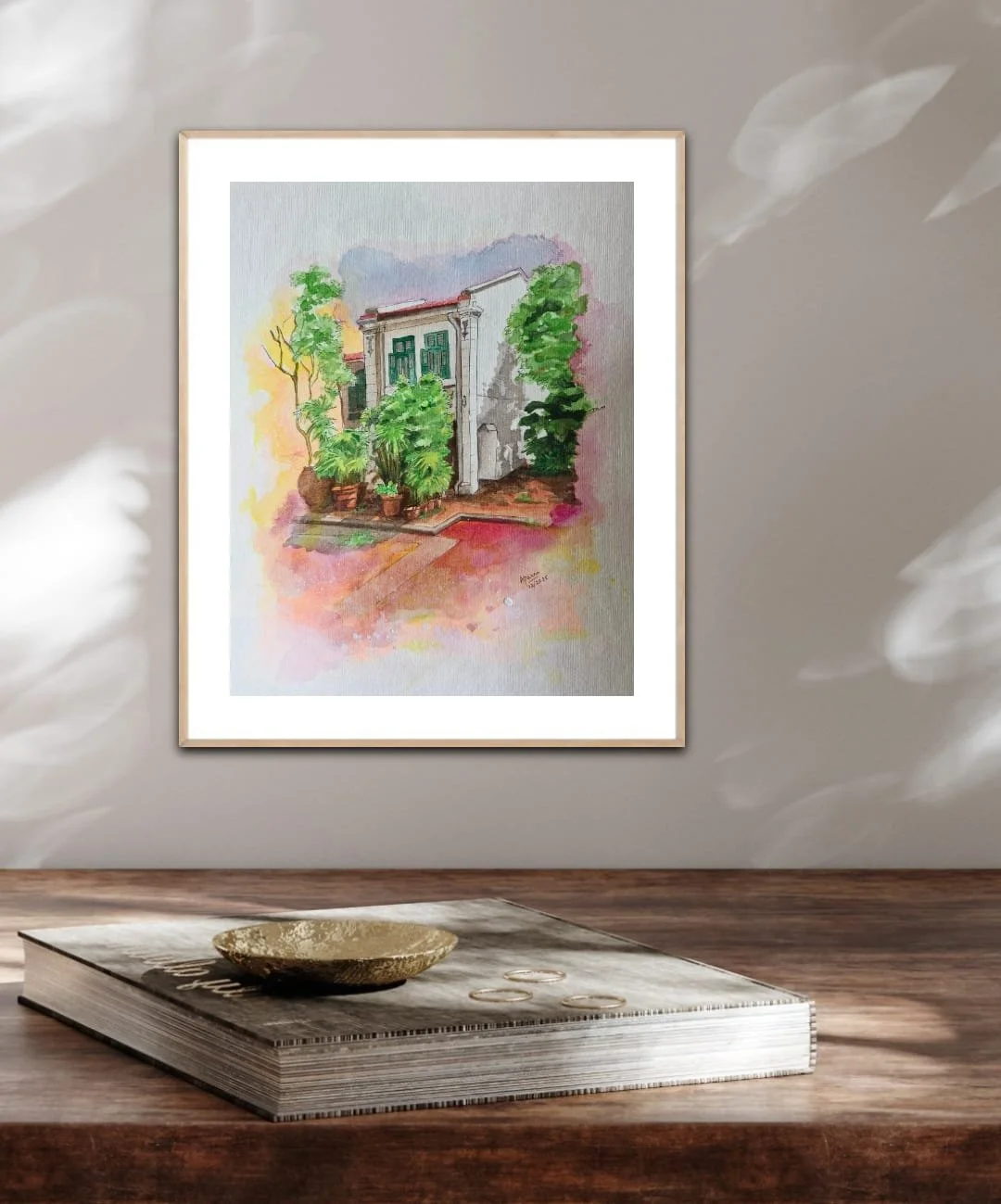 artstudioaparna-figurative-art-Shophouse on Duxton Hill 1. Singapore streets and shophouses.