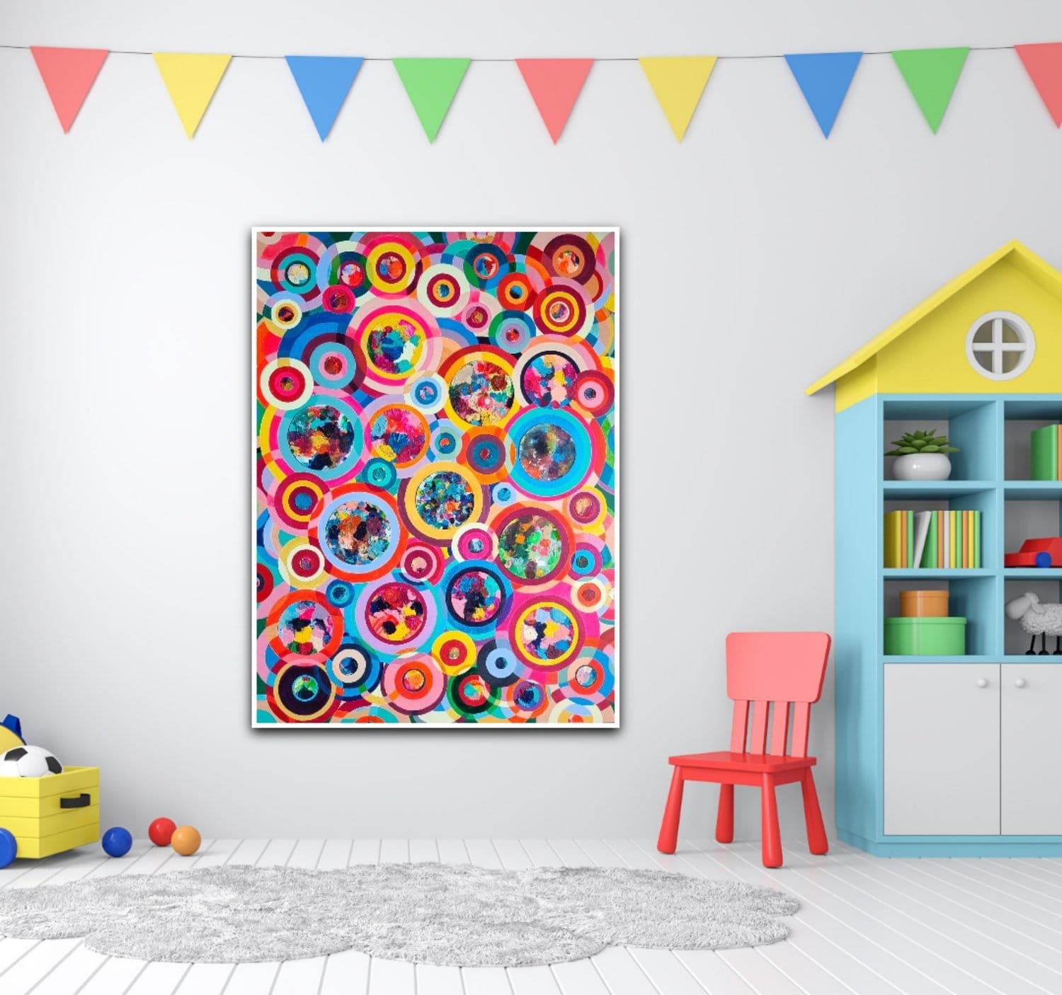 Flowers For Me is an abstract artwork with mixed media on canvas