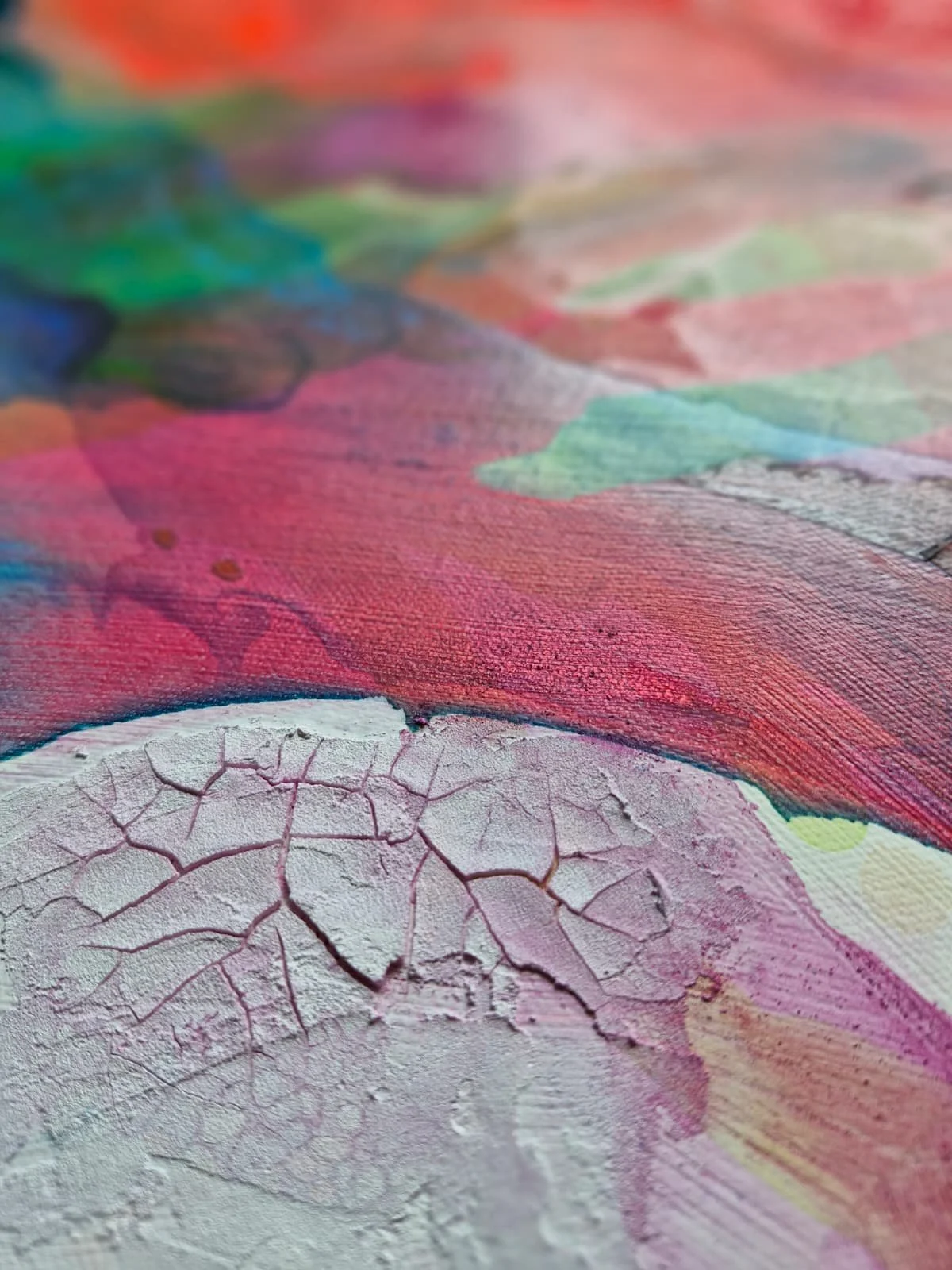 Confluence 1 is an abstract painting exploring the merging of a myriad of colours along with textures