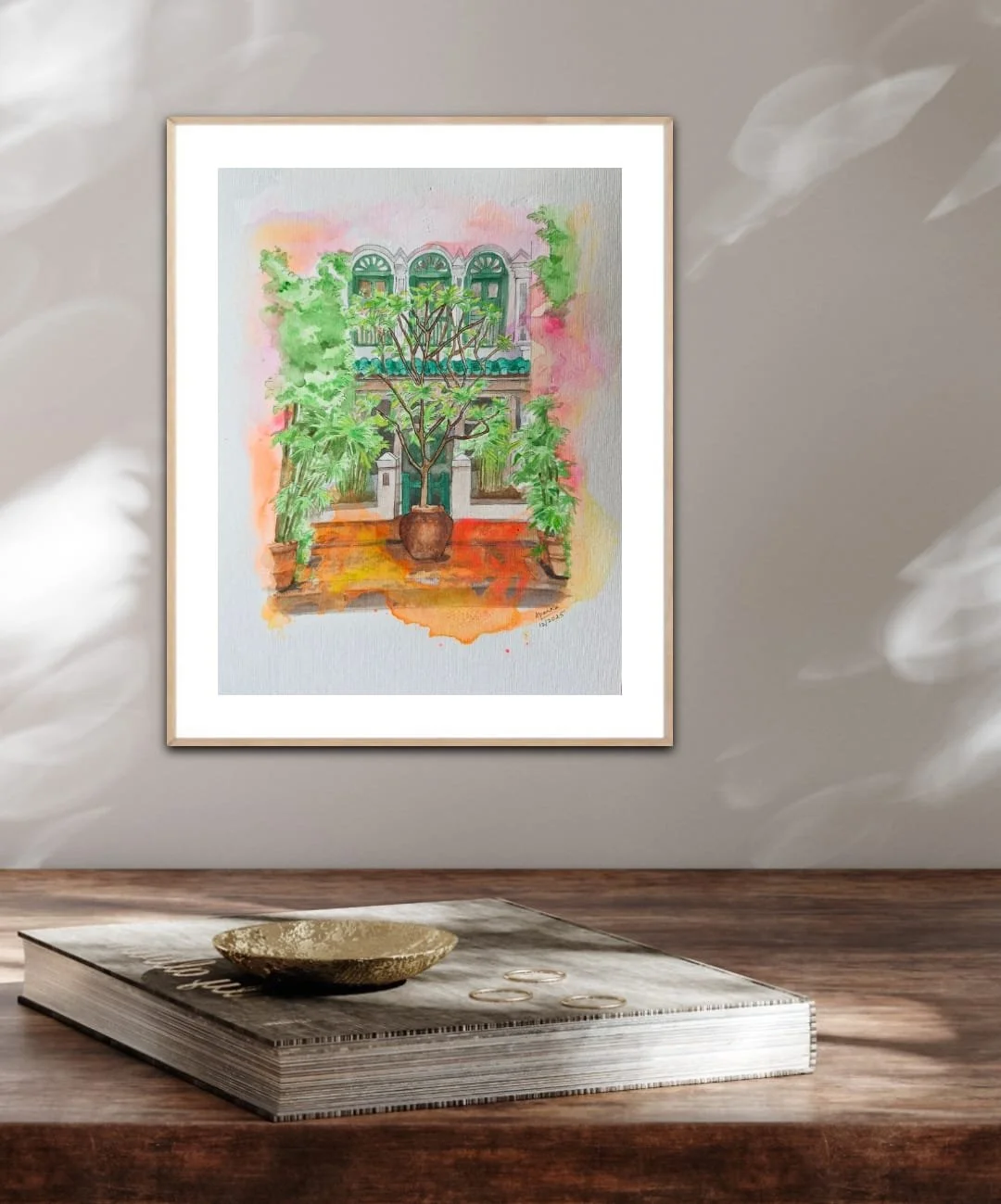 artstudioaparna-figurative-art-Shophouse on Duxton Hill 2. Singapore streets and shophouses.