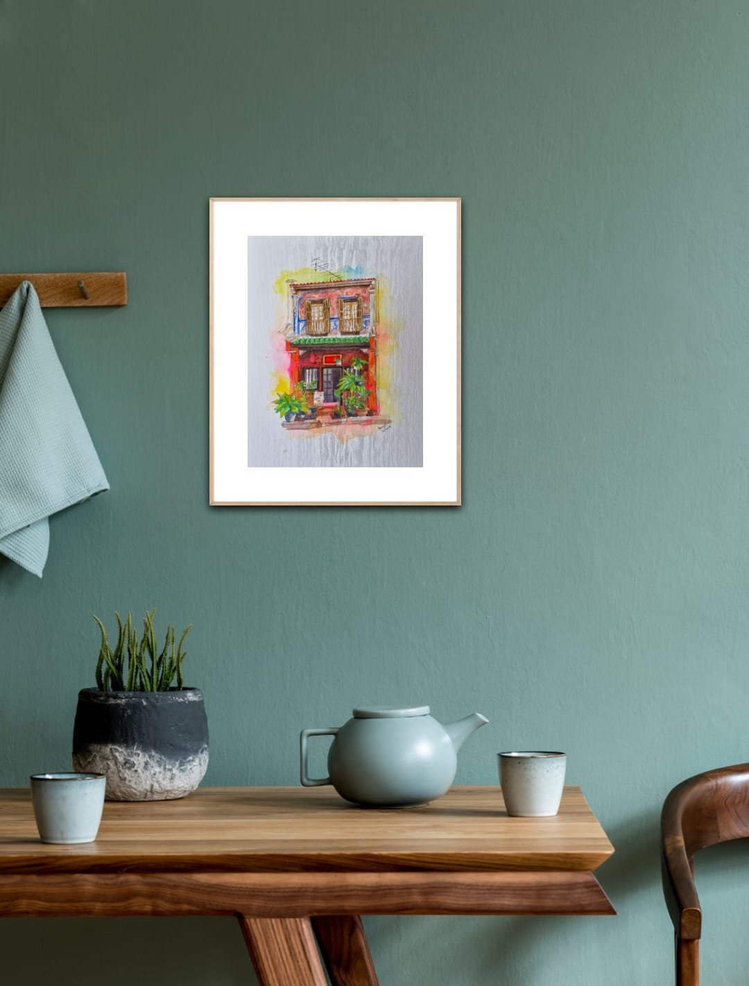 artstudioaparna-figurative-art-Shophouse at Spottiswoode Park Road, Singapore. Singapore shophouse painting.