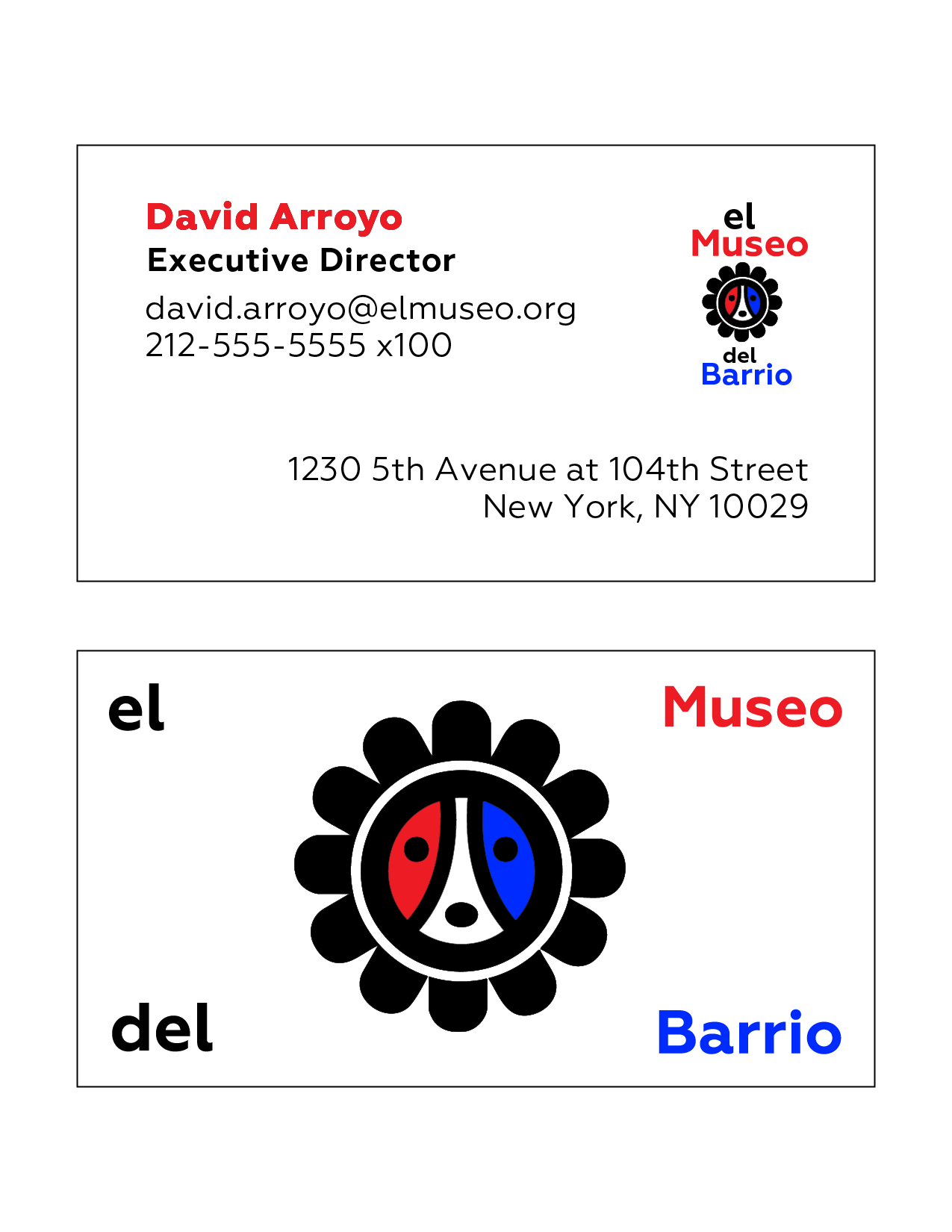 Sample Business Card for El Museo del Barrio