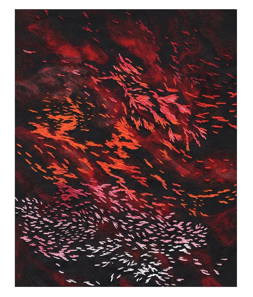 Exploring the Galaxy - (Needle Felting and Embroidery) 16in x 20in Framed.

This is the first piece in a series exploring the cosmos, galaxies, and outer space called Breathing in the Sparkling Particles of Galaxies, Nebulas, and Supernovas. I had ma