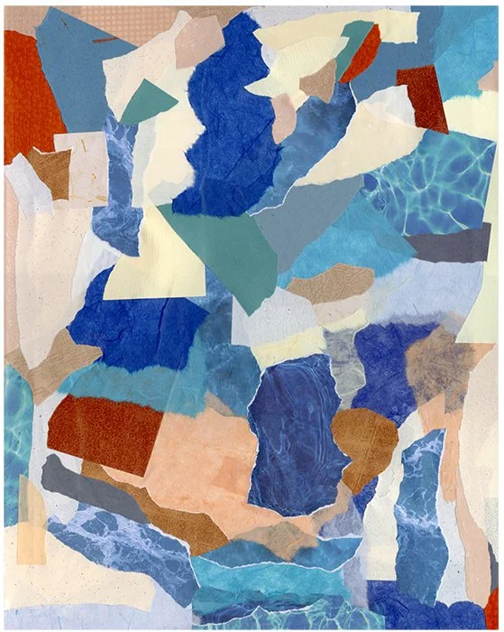 The Sea Under Your Skin - (Handmade and Patterned Papers) 16in x 20in on Canvas Panel.

This piece is inspired by the textures and color of the sea and sky.