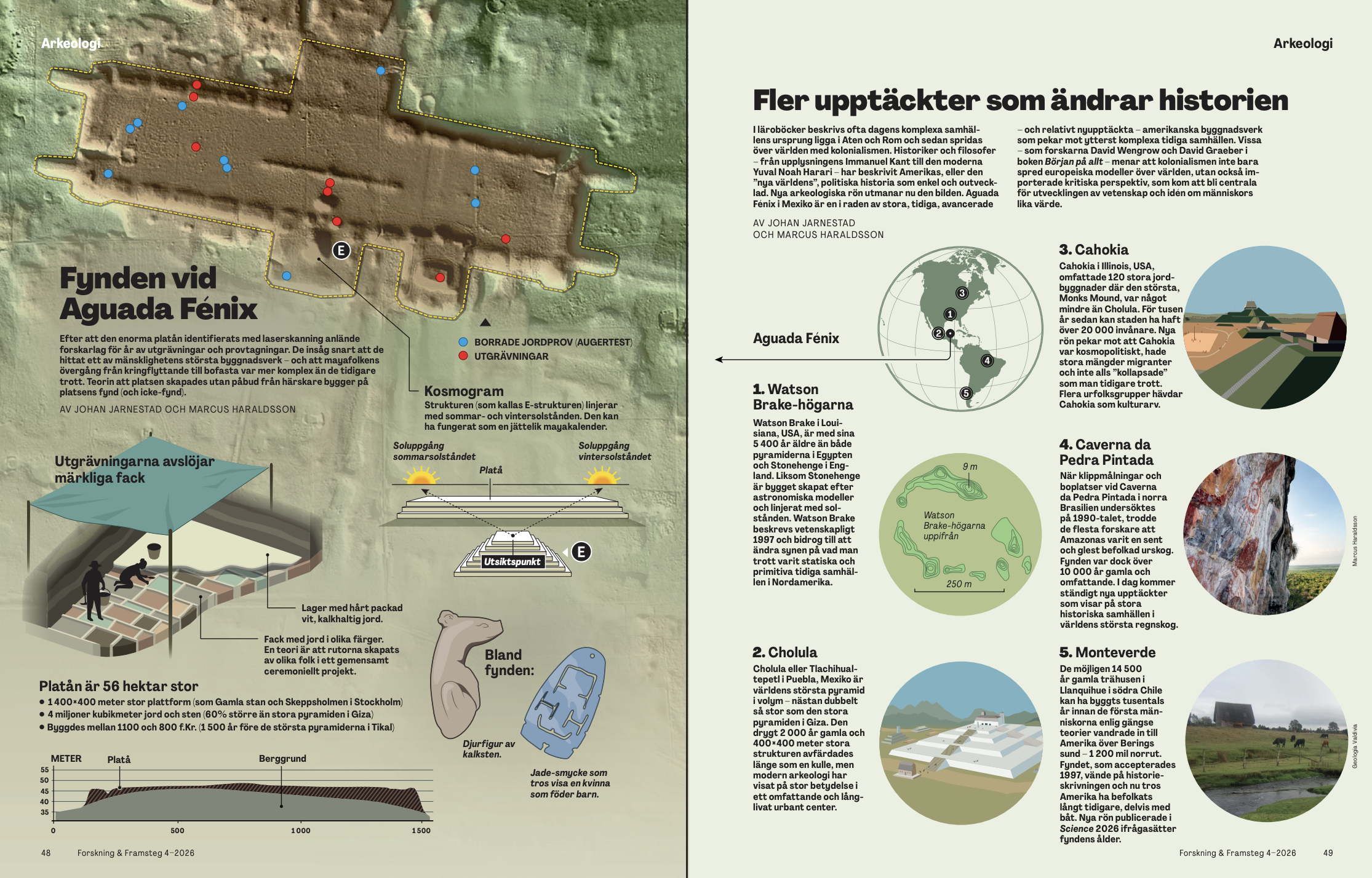 Aguada Fénix, a huge history changing Maya discovery in southern Mexico + 5 related finds. Forskning & Framsteg, 4/2026, May 2026.