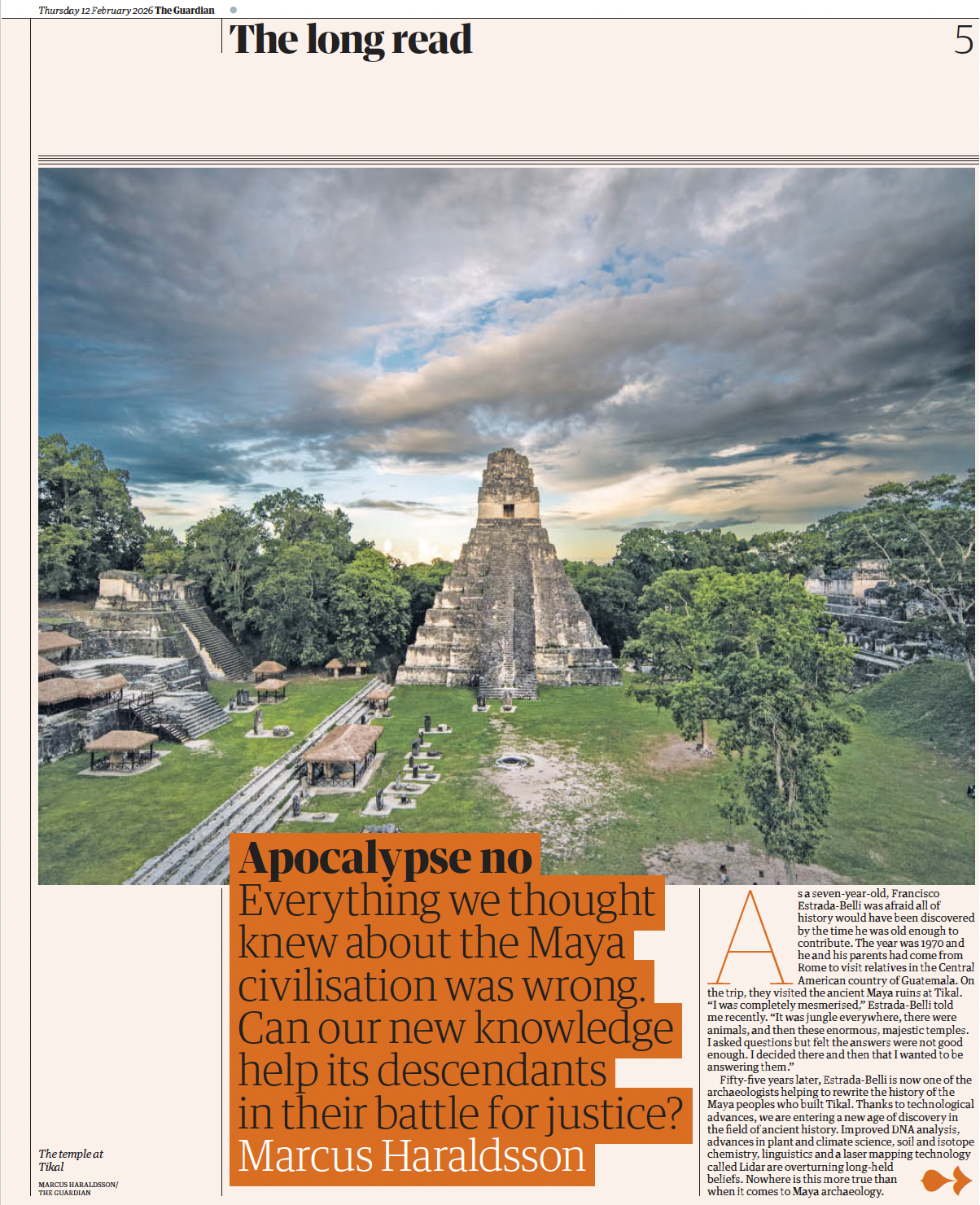 Long form project about the survival of the Maya in Guatemala for The Guardian Long Read, print and web February 12, 2026, audio March 27. Click image for link