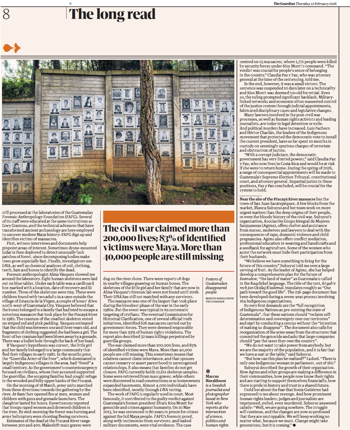 Long form project about the survival of the Maya in Guatemala for The Guardian Long Read, print and web February 12, 2026, audio March 27. Click image for link