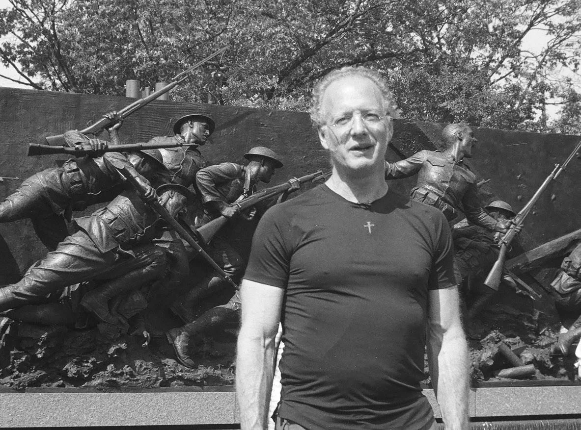 Artist and Sculptor Sabin Howard with his work &ldquo;A Soldier&rsquo;s Journey&rdquo; at the Inauguration of the National WW1 Memorial. It was an honor and a pleasure to meet you! Thank you for your patience. I shot this with a Kodak Premo No. 2 and