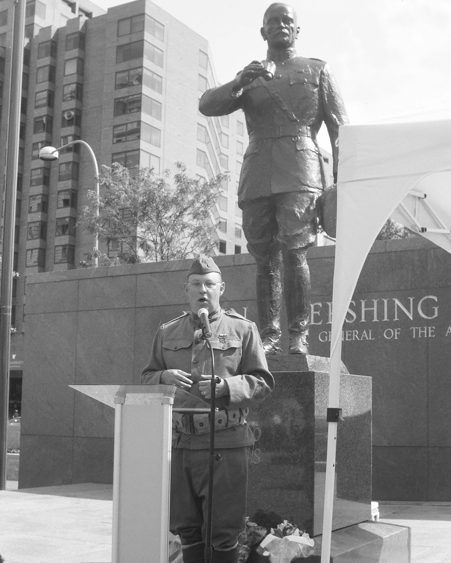 Kevin Fitzpatrick gives a lecture of the American experience in WW1 at the Inauguration of the National WW1 Memorial. A special thanks goes out to you for organizing our involvement with this event! I shot this with a Kodak Premo No. 2 and used #tmax