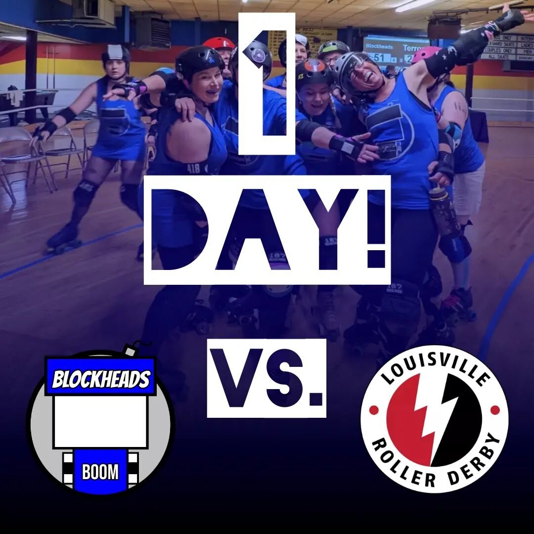 1 DAY!!!
We can barely contain our excitement!!!

See you all tomorrow for our first bout of the 2023 season!

Do you have your tickets!?
Purchase tickets:
Link in Bio! 

@louisvillerollerderby
#boomingtonblockheads #louisvillerollerderby #itsbouttim