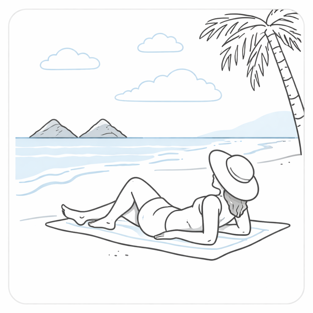 Minimal line-art illustration of a seated person with hands over heart and abdomen, showing nervous system calming and tension release.