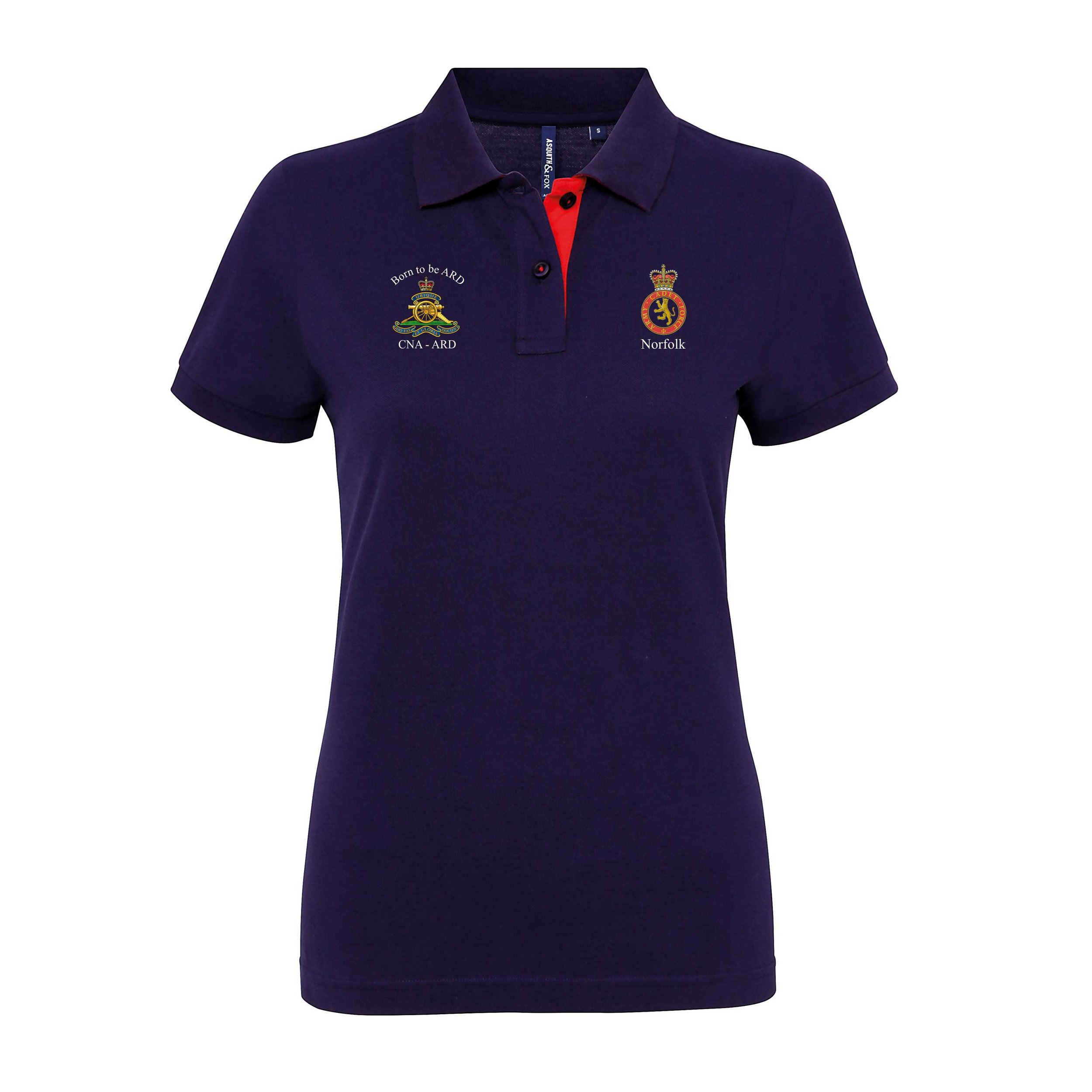 Ladies Navy & Red Contrast Polo Shirt