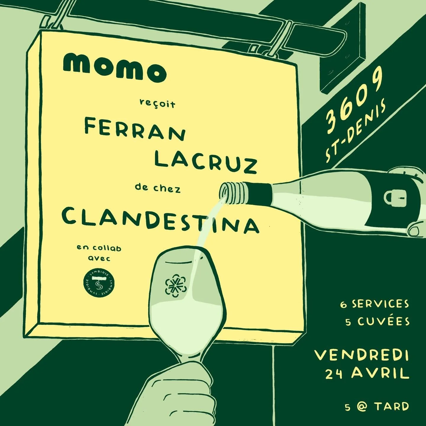 Le temps d'une soir&eacute;e, nous aurons le plaisir d'accueillir, en partenariat avec nos ami.es de chez Symbiose, le vigneron Ferran Lacruz de chez Clandestina. 🌾 Pour l'occasion, notre chef, Christian Ventura, a concoct&eacute; un menu &eacute;ph