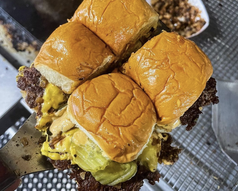 Four smash burgers at Gusto's