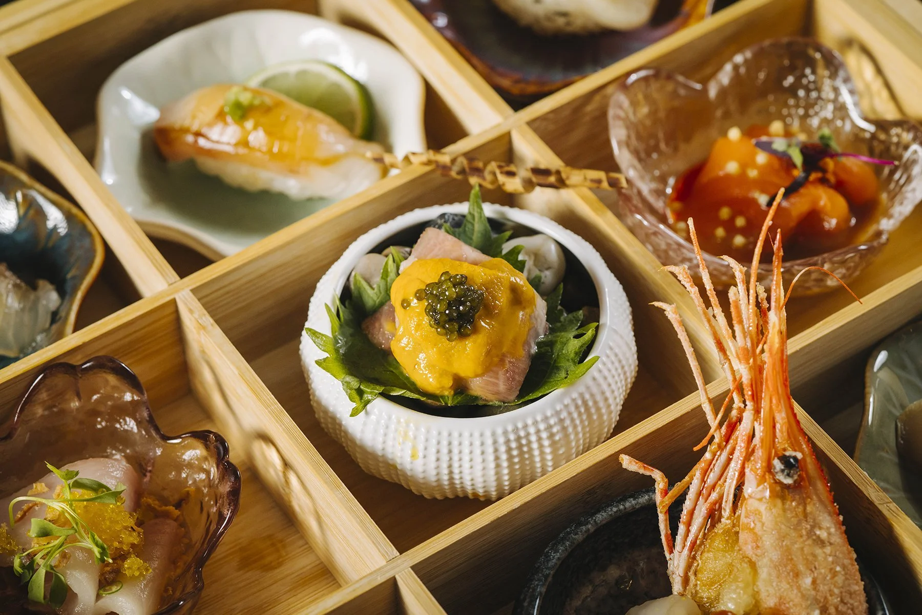 The omakase box at Yoichi Omakase in Fort Worth