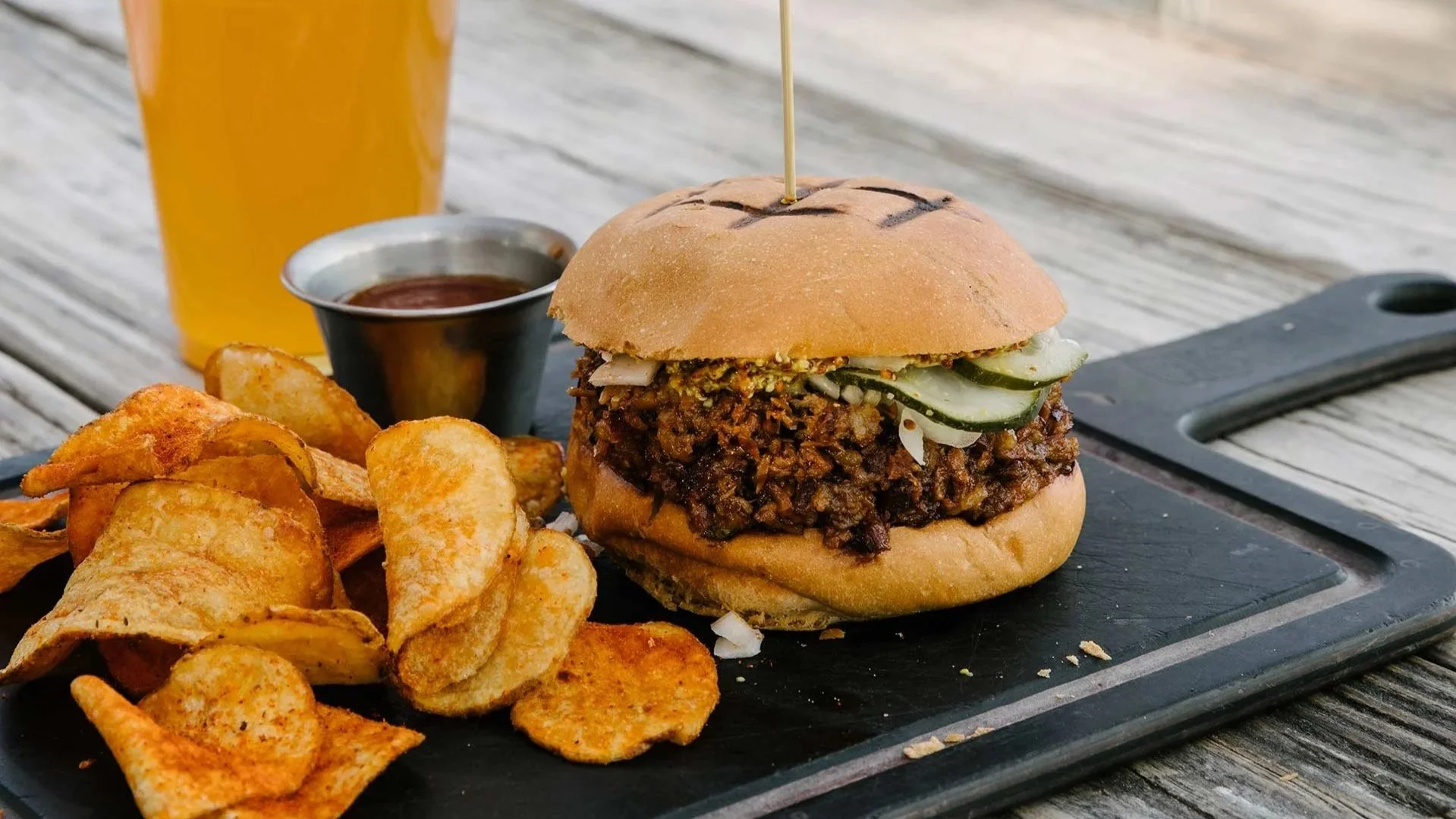 A BBQ sandwich at Woodshed