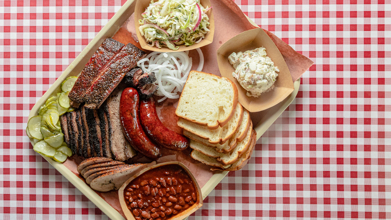 A sample plate of BBQ at Goldee's