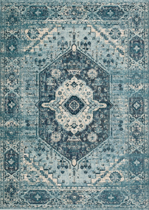Indie Elowen Mineral Blue/Cream RUNNER – 2'6" x 8'