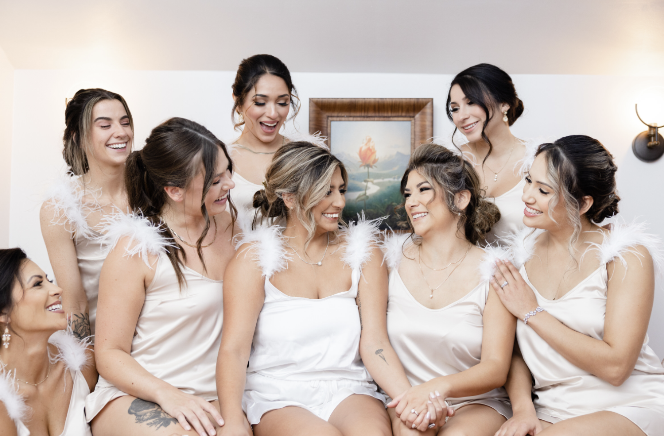 Bride and Bridesmaids in their pjs