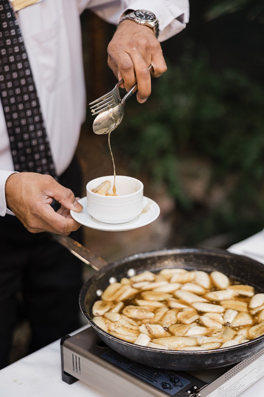 Bananas foster live action station