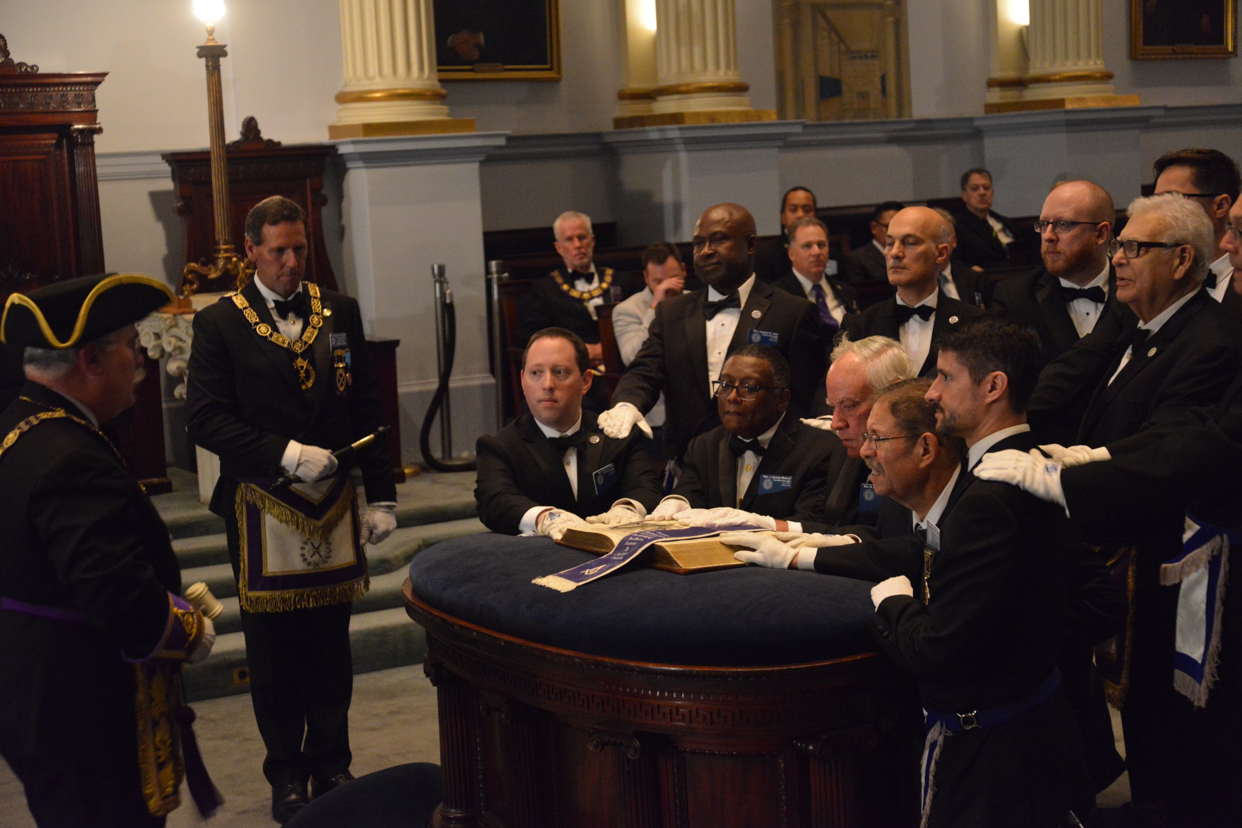  The Grand Master obligates the elected and appointed officers of The Henry Price Lodge 