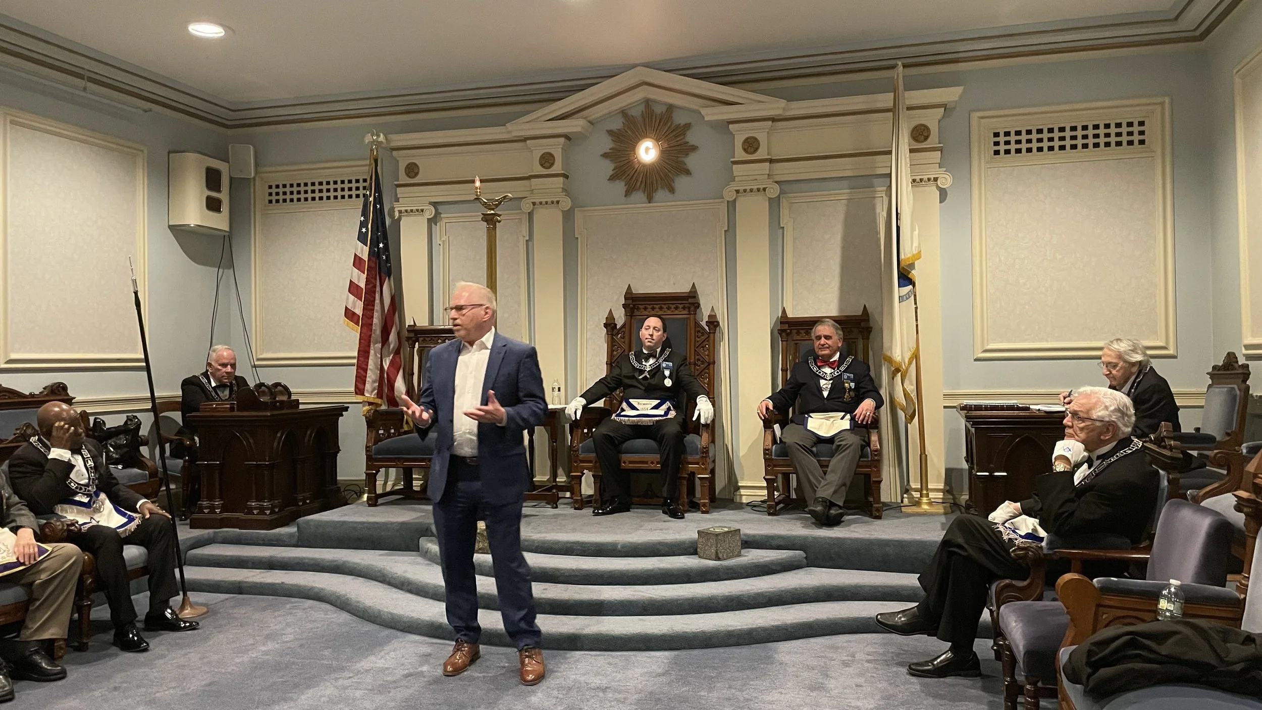  Mr. Kevin Ward, from The New England Center and Home for Veterans, giving the Lodge an overview of their work in the Boston community 