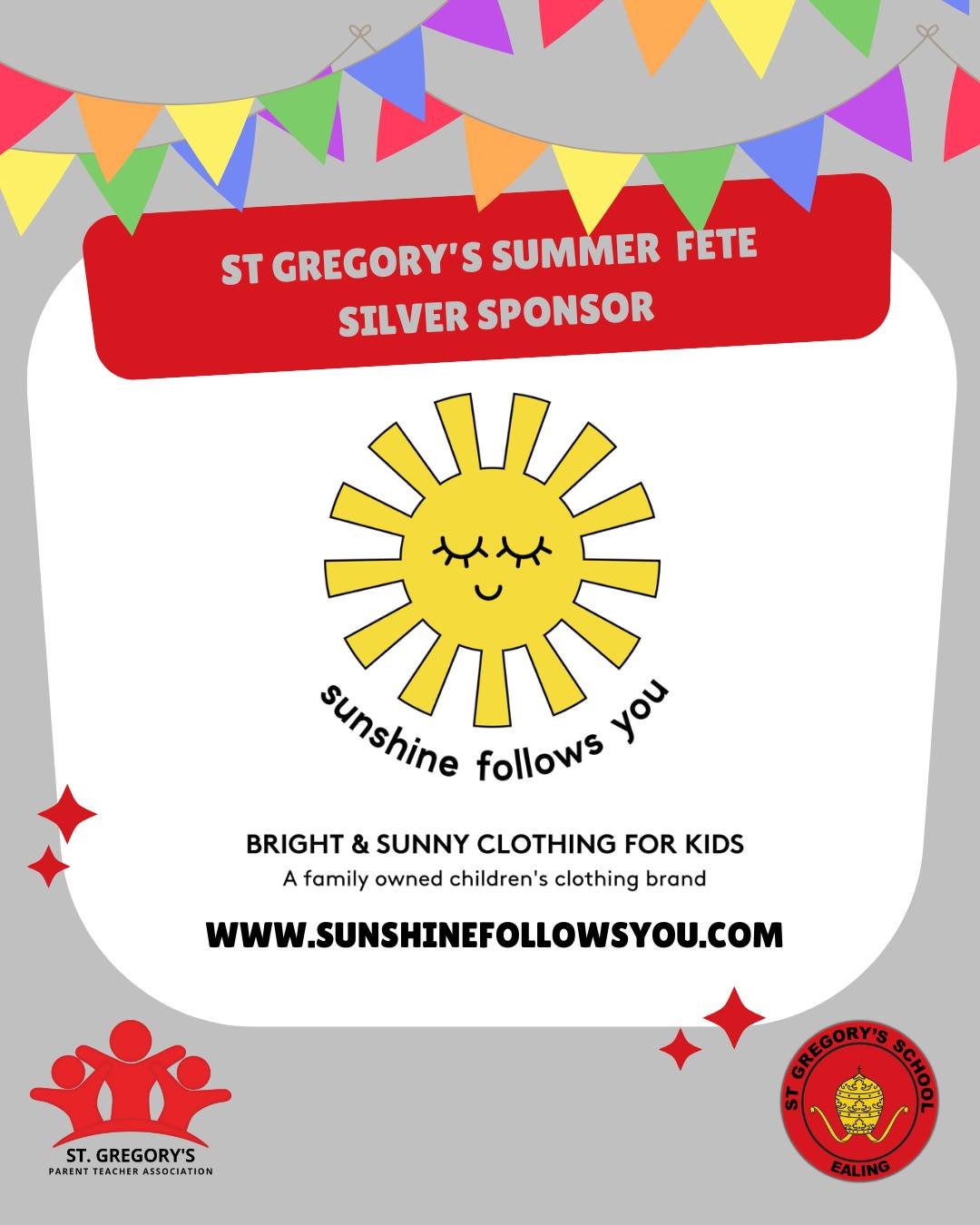We are beyond grateful to have @sunshine.follows.you  as one of our Silver Sponsors for the St. Gregory's Summer Fete! 🌟🎉

A heartfelt thank you to their amazing team for their ongoing support and dedication to our community. Your generosity helps 