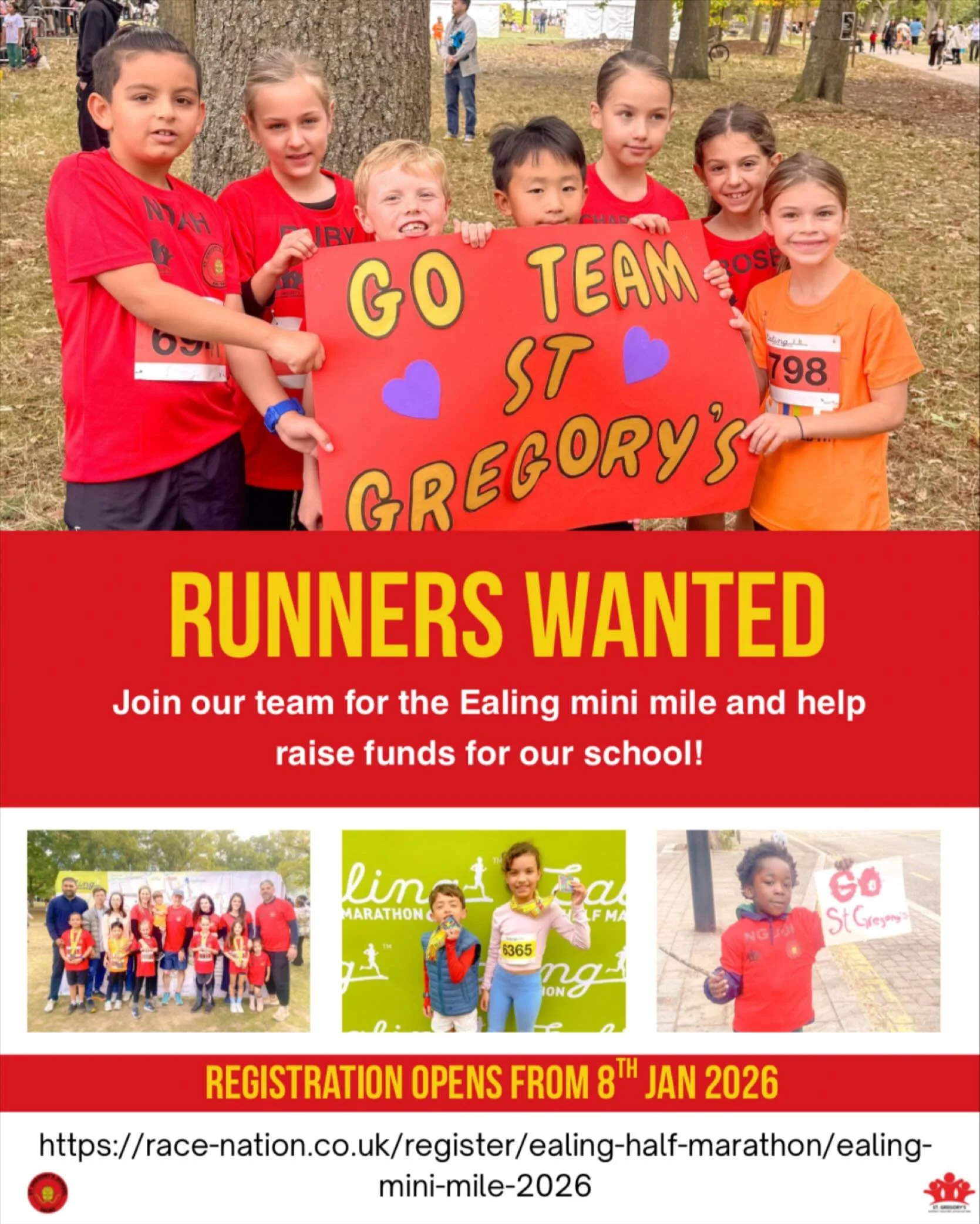 Join the St Gregory&rsquo;s team and help raise funds for our school by running the @ealinghalfmarathon mini mile! 

Registration opens from this Thursday 8th January from 11am, see details below and set your alarms! Places go quickly! 

Each event s