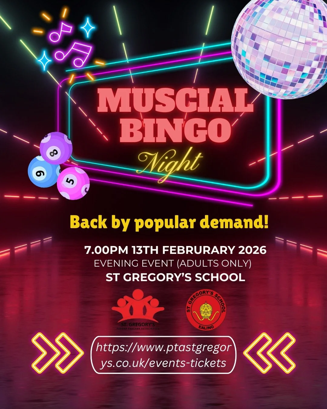 Back by popular demand, the PTA Musical Bingo Night! 🎉Friday 13th February 2026.

Join us for a fun-filled Musical Bingo Night where every song brings us closer to our fundraising goals, with all proceeds supporting St Gregory&rsquo;s School. Grab y
