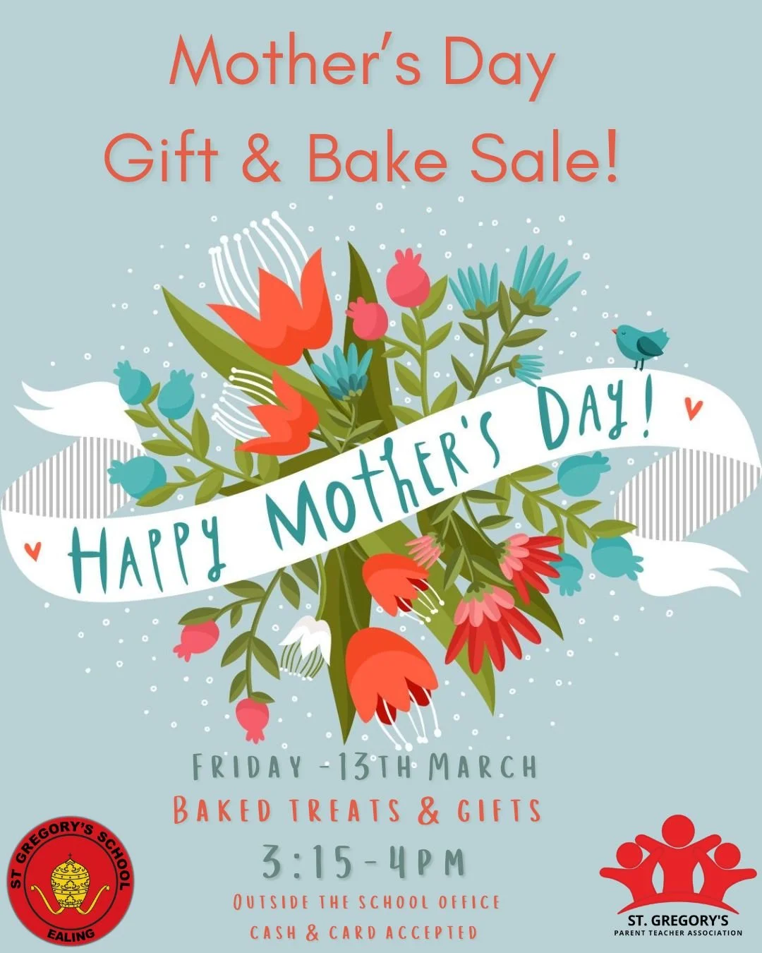 🌸 Mother&rsquo;s Day Gift &amp; Bake Sale &ndash; This Friday 13th March 2026! 🌸

Our PTA will be hosting a Mother&rsquo;s Day Gift &amp; Bake Sale this Friday 13th March from 3:15pm, just outside the school office.

Pop by after school to pick up 