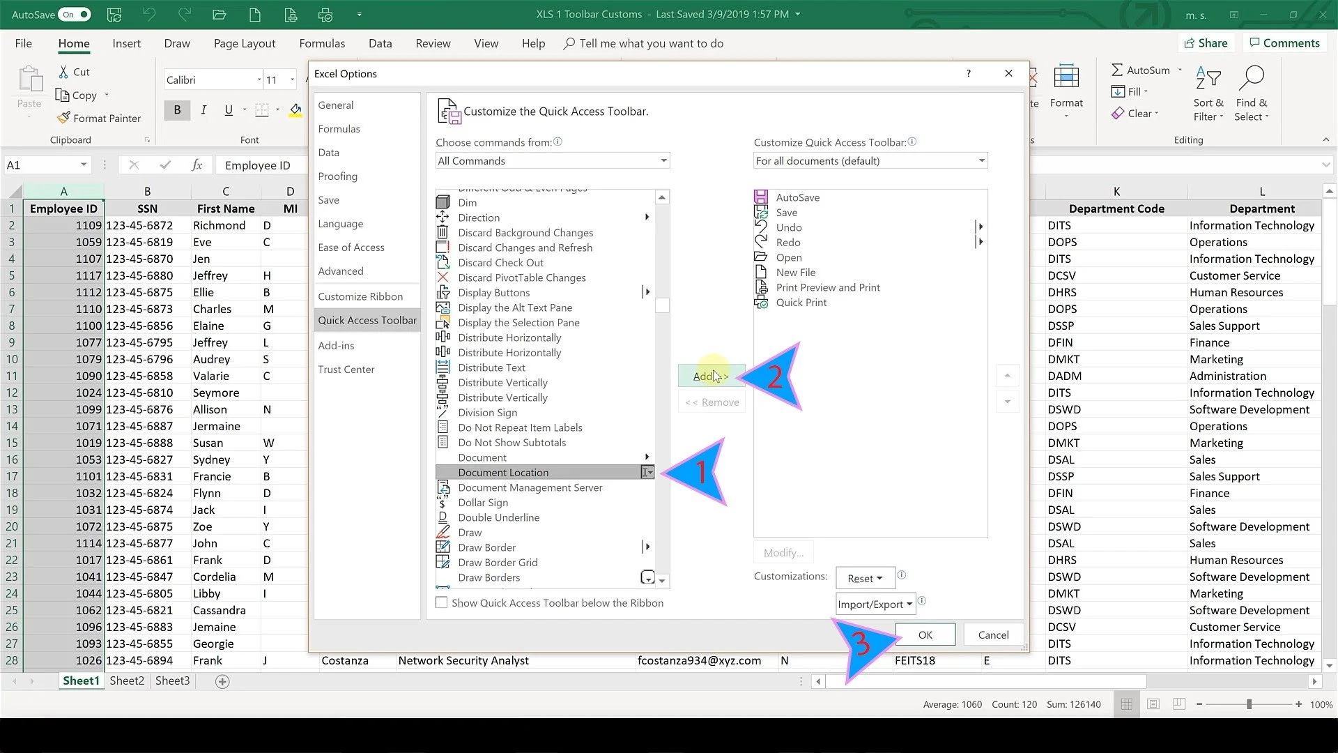 How to Customize the Quick Access Toolbar and Status Bar in Excel