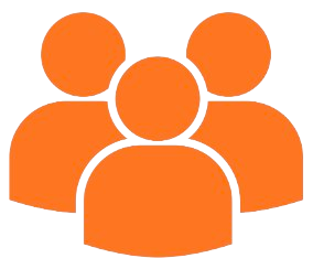 group of 3 people orange icon
